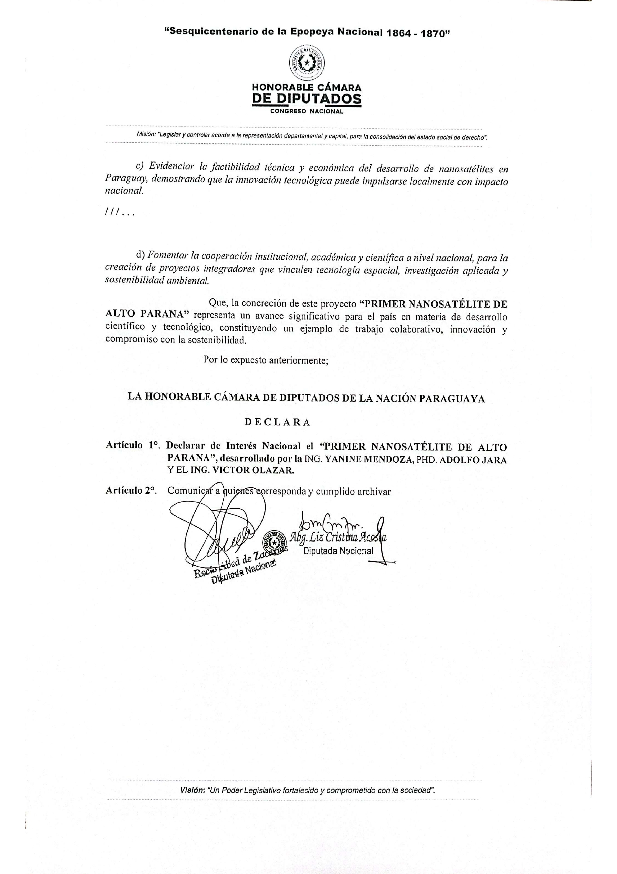 Investigación de egresada de la UPE fue declarada de interés nacional por Diputados